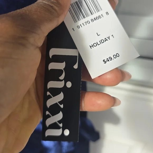 Trixxi Juniors' Puff-Sleeve Faux-Wrap Velvet Dress Sz L Women Blue Holiday - Picture 8 of 15